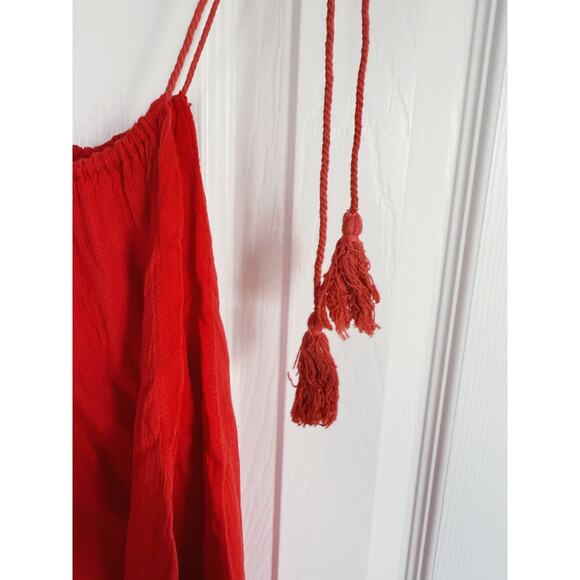Alice + Olivia Revolve Danya Cami Tank Top XS Tassle Poppy Red Boho Bold Fall - Picture 11 of 11